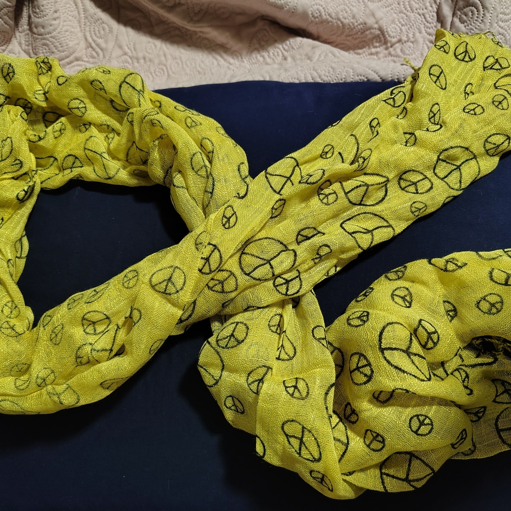 Yellow Peace Sign Scarf ( Unisex)